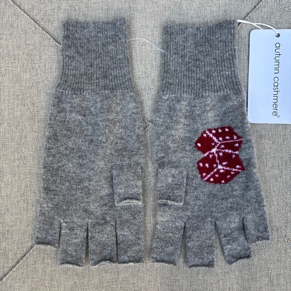Autumn Cashmere Poker print Cashmere Fingerless Gloves - Picture 2 of 3
